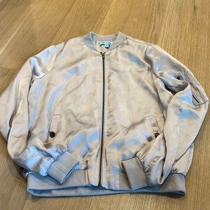 She + Sky Champagne Bomber Jacket Size Small - Zipper Detailing and Pockets